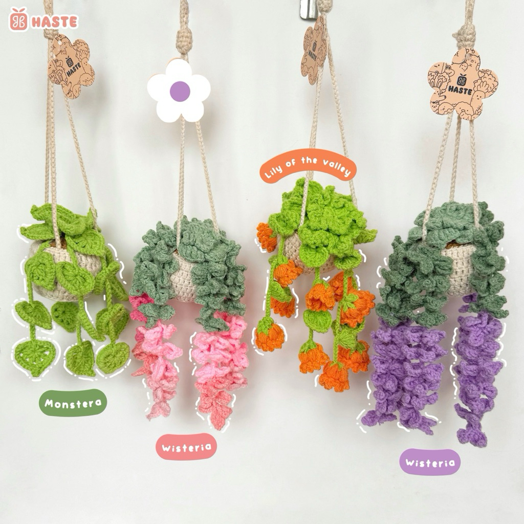 Chậu Hoa Len Treo Hoa Chuông Lily Lưu Ly Trầu Bà Nhiều Màu Sắc Handmade - Made by Haste