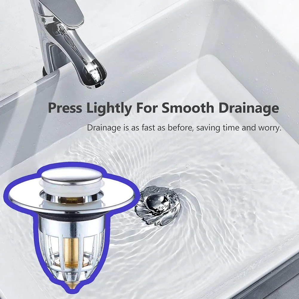 Nút Chặn Thoát Nước Nhấn Xả Lõi Đồng Cho Lavabo, Ngăn Mùi, Lọc Rác Bồn Rửa Mặt