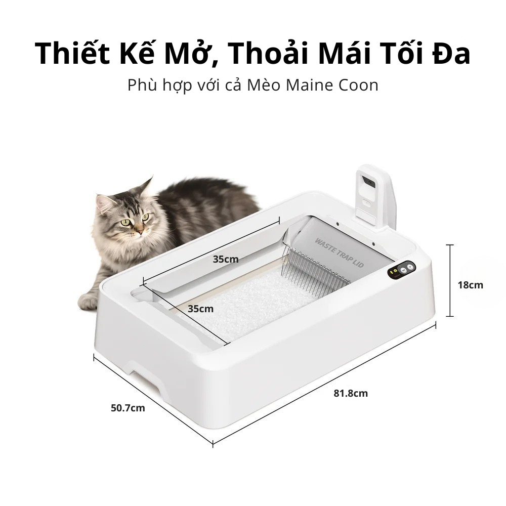 Máy Dọn Phân Mèo Tự Động, Nhà Vệ Sinh Cho Mèo Purobot Crystal Duo Phù Hợp Với Cát Thủy Tinh