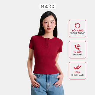 MARC FASHION  Áo Thun Gân Tay Ngắn Cổ Tròn Cài Nút - CBNT044124