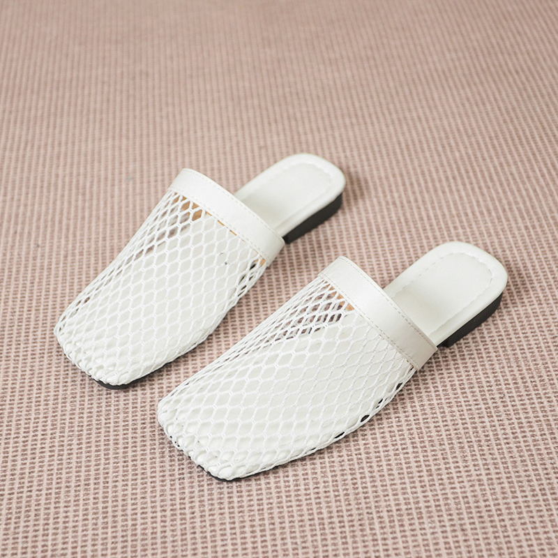 Atikota Dép đế bằng lưới thoáng khí màu trơn cho nữ đế mềm thoải mái nhẹ đơn giản thời trang