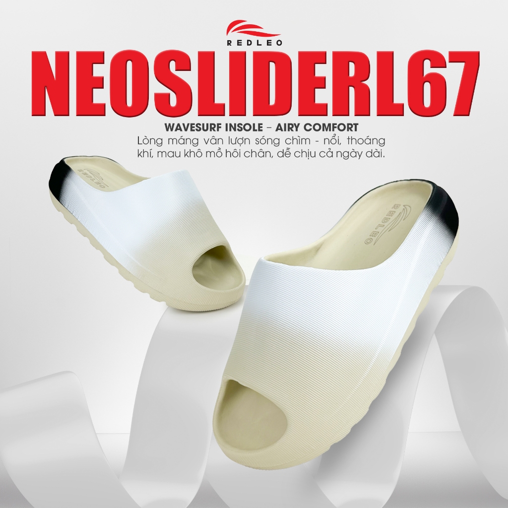 Dép Bánh Mì REDLEO NEO | Bảng Ngang Đúc Nguyên Khối Siêu Nhẹ, Đế Cao 4cm,Phối Màu Thời Trang RL67