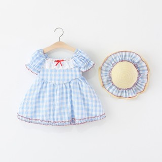 Set váy tiểu thư kèm nón ngọt ngào cho bé gái thời trang mùa hè đi biển D1184 Bí Ngô Nhỏ