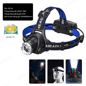 100-200M Đèn đội đầu Đèn Pin Đội Đầu Tích Hợp Sạc Pin ,đèn đeo trán Zoom xa gần,cảm biến vẫy tay siêu sáng chiếu xa