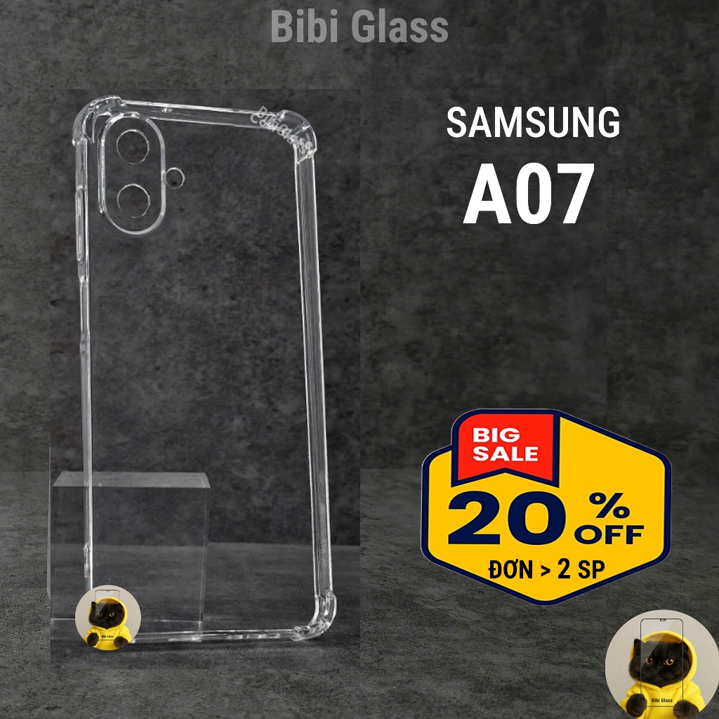 Ốp lưng samsung A07 silicon dẻo trong suốt bảo vệ cam điện thoại Vỏ bao đt ss bibi