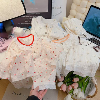 [8-40KG] Bộ Pyjama dài tay phong cách Hàn Quốc cho bé gái hàng QCCC - Bộ ngủ, bộ dài tay mỏng viền ren siêu xinh