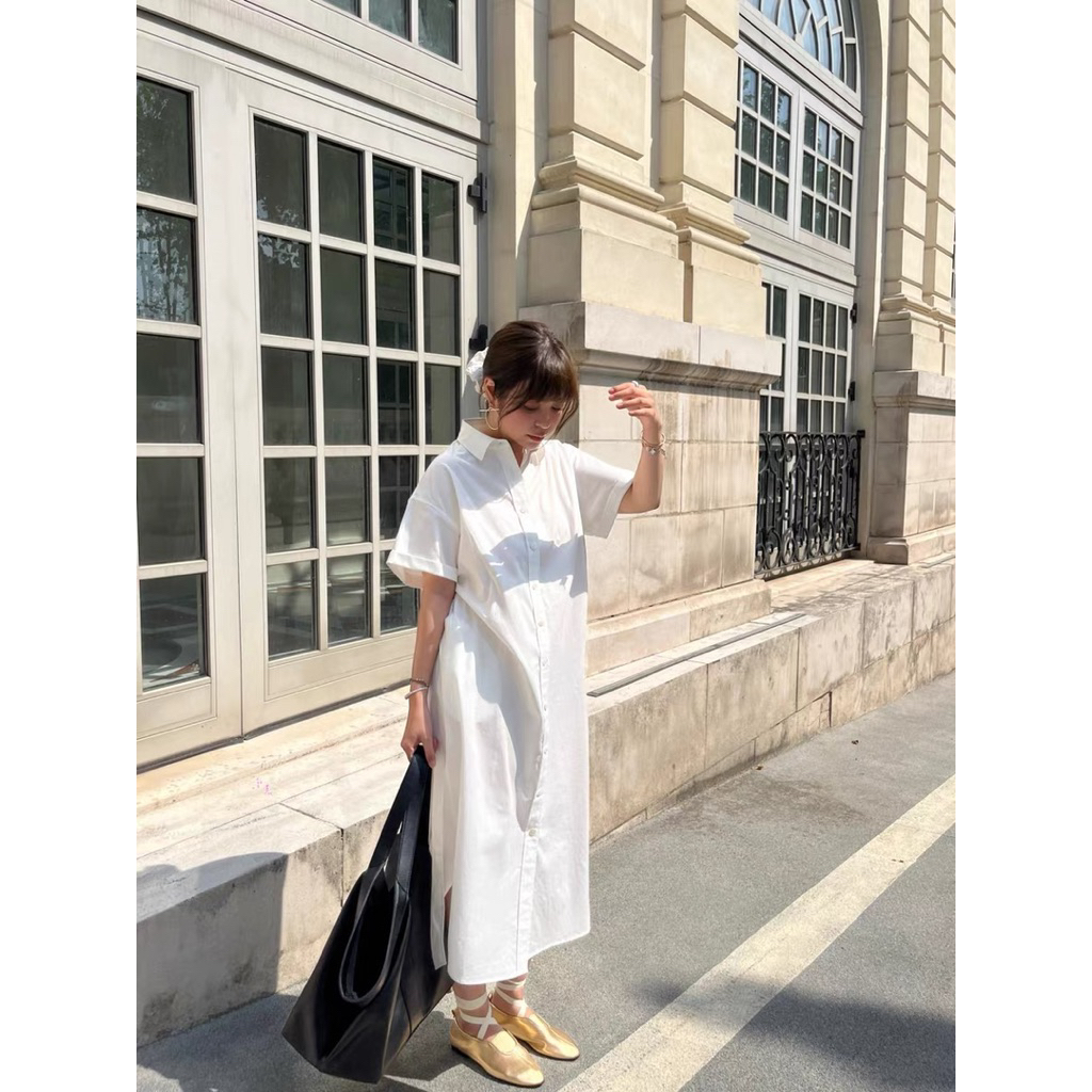 𝗡𝘂𝘀𝗼- Đầm Linen sơ mi basic + DÂY eo BEELY
