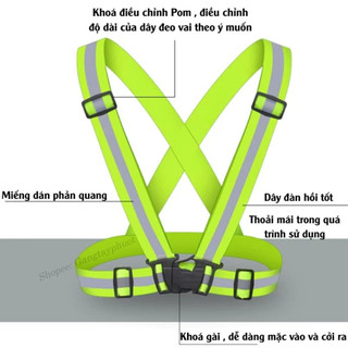 【MOTEX】(CHỌN MÀU) Áo Phản Quang Đi Phượt, Đi Xe Đạp, Dây Đai Phản Quang Thun Co Giãn Đi Đêm Chữ A