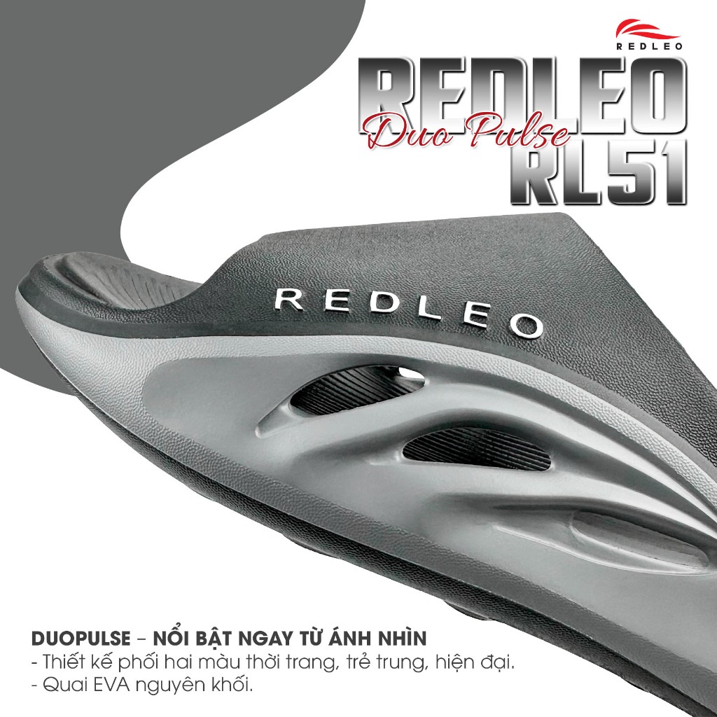 Dép Quai Ngang Nam REDLEO DuoPulse |Có Big Size| Đúc Nguyên Khối  Phối Hai Màu Thời Trang RL51