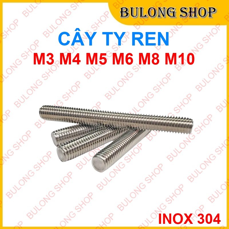 Cây Ty Ren Inox 304 - Thanh Ren Suốt - Size M3-M10 - Dùng Cho Xây Dựng ...