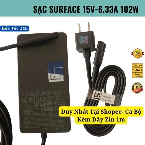 Sạc Laptop Microsoft Surface 44W/65W/102W/127W Chuẩn Zin - Adapter Sạc Cho Surface Pro, Surface Laptop, Surface Book