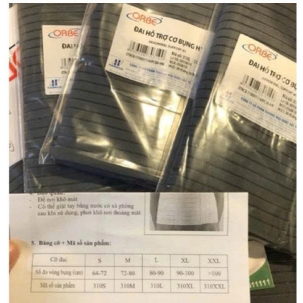 Đai hỗ trợ cơ bụng Orbe H1, đai nịt bụng loại dán Orbe H1.