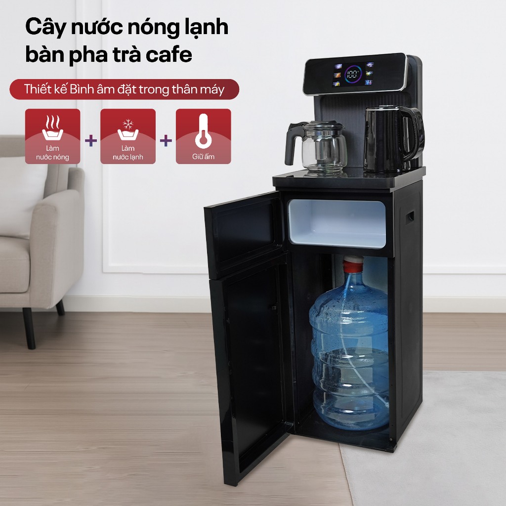 Cây nước nóng lạnh pha trà cafe Nhập Khẩu FUJIHOME TB815, Cây nước đa năng có cảm ứng tiết kiệm điện năng