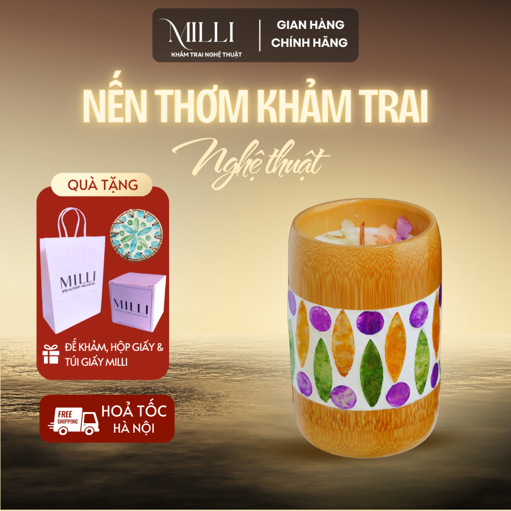 [HỎA TỐC] Nến Thơm Tre Khảm Trai Thủ Công Cao Cấp MILLI Quà tặng lưu niệm, sinh nhật, tốt nghiệp, lễ tình nhân