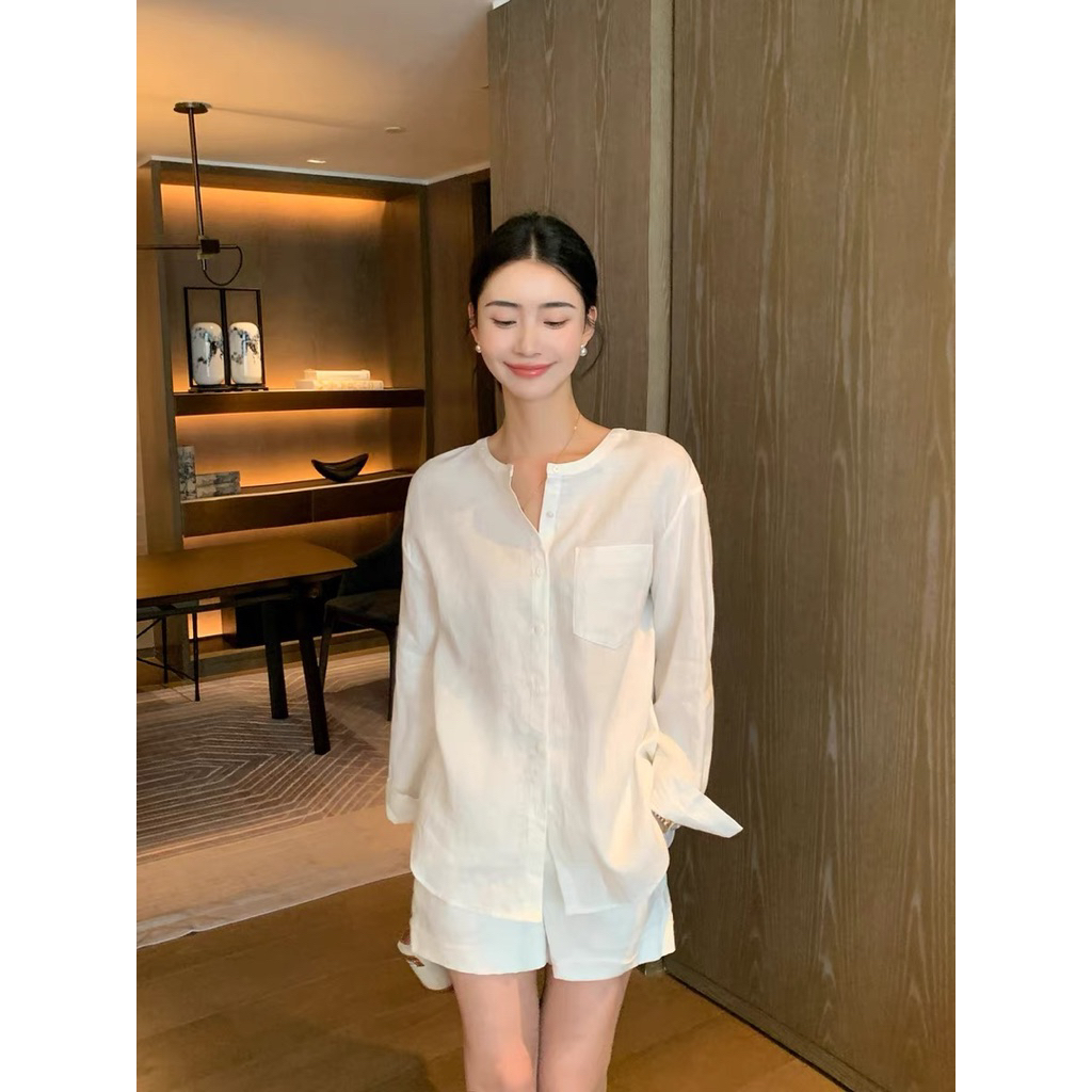 𝗖𝘂𝘀𝗶 - Áo sơ mi Linen cổ tàu BEELY
