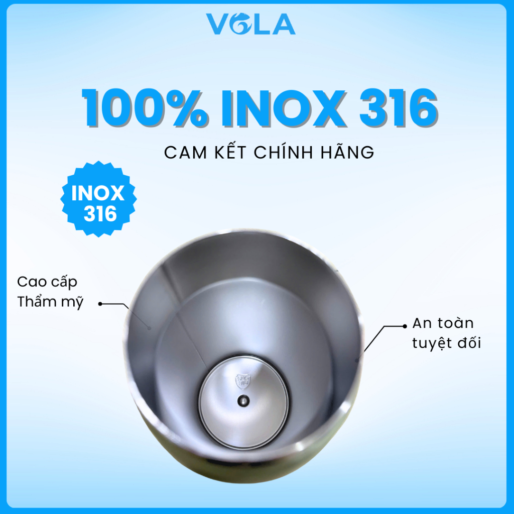 Bình Giữ Nhiệt VOLA Inox 316 1200ml Có Quai Xách, Bình giữ nhiệt dung tích lớn có khắc tên miễn phí.