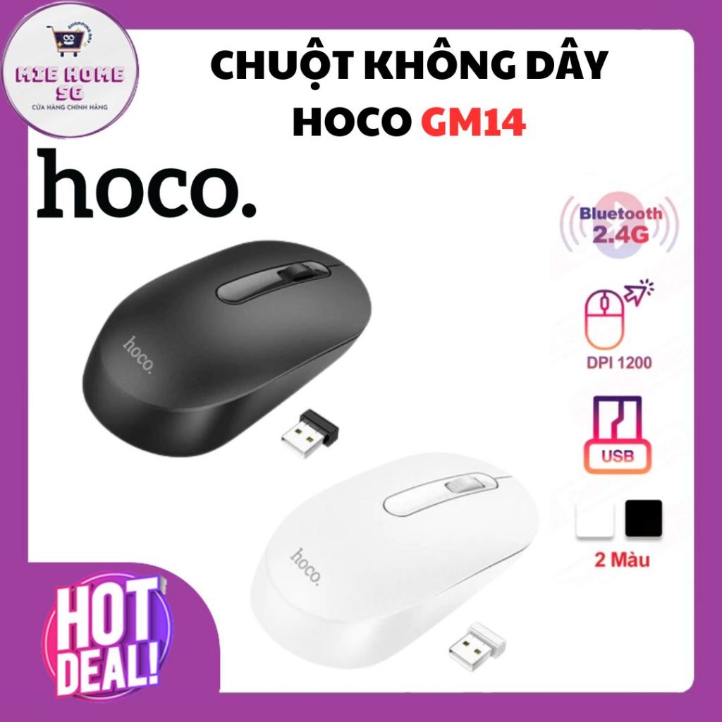 Chuột không dây 2.4G Bluetooth Hoco GM14 , kết nối USB, DPI 1200 tiện ...