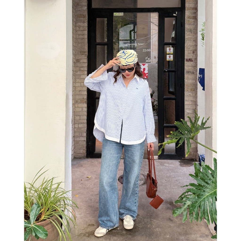 TheBlueTshirt - Áo Sơ Mi Phom Rộng Kiểu Nữ - Modern Arc Oversized Shirt - Women