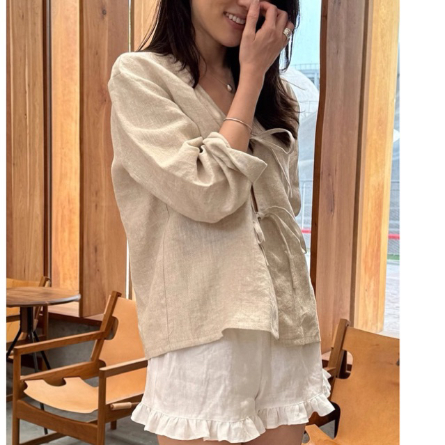 𝗖𝗲𝗹𝗲 -  Áo Linen thắt nơ BEELY