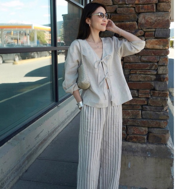 𝗖𝗲𝗹𝗲 -  Áo Linen thắt nơ BEELY