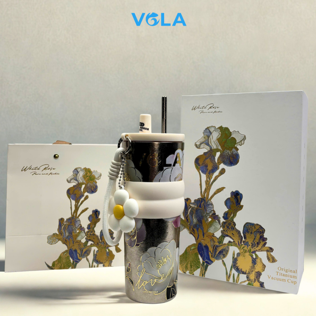 Bình giữ nhiệt VOLA 710ml chất liệu titanium sang trọng, Ly giữ nhiệt cao cấp phiên bản giới hạn