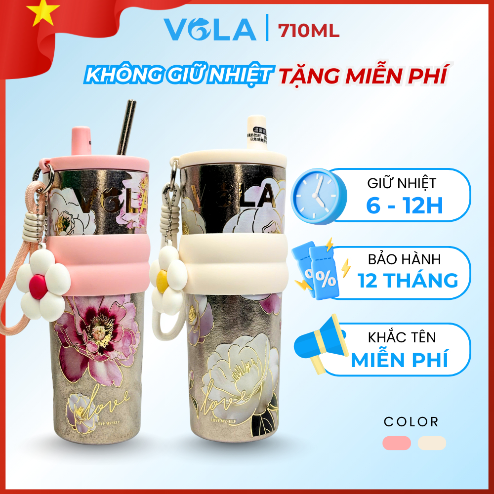 Bình giữ nhiệt VOLA 710ml chất liệu titanium sang trọng, Ly giữ nhiệt cao cấp phiên bản giới hạn
