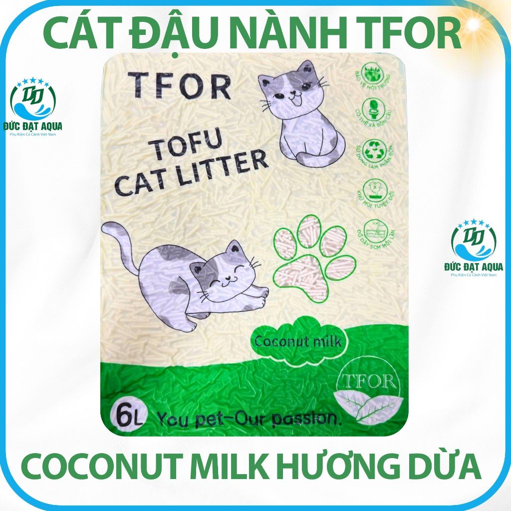 Cát Vệ Sinh Cát Đậu Nành Cho Thú Cưng TFOR TOFU CAT LITTER 6L An Toàn Cho Sức Khoẻ Mèo 6
