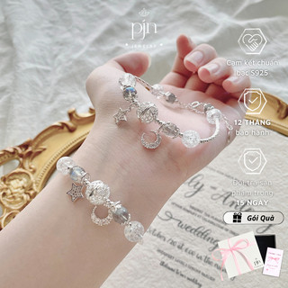 Vòng Tay Nữ Đá Năng Lượng Moonstone Lắc Tay Charm Mặt Trăng Thu Hút Năng Lượng Tự Điều Chỉnh Size Dành Cho Nàng