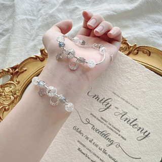 Vòng Tay Nữ Đá Năng Lượng Moonstone Lắc Tay Charm Mặt Trăng Thu Hút Năng Lượng Tự Điều Chỉnh Size Dành Cho Nàng