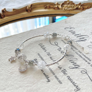 Vòng Tay Nữ Đá Năng Lượng Moonstone Lắc Tay Charm Mặt Trăng Thu Hút Năng Lượng Tự Điều Chỉnh Size Dành Cho Nàng