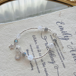 Vòng Tay Nữ Đá Năng Lượng Moonstone Lắc Tay Charm Mặt Trăng Thu Hút Năng Lượng Tự Điều Chỉnh Size Dành Cho Nàng