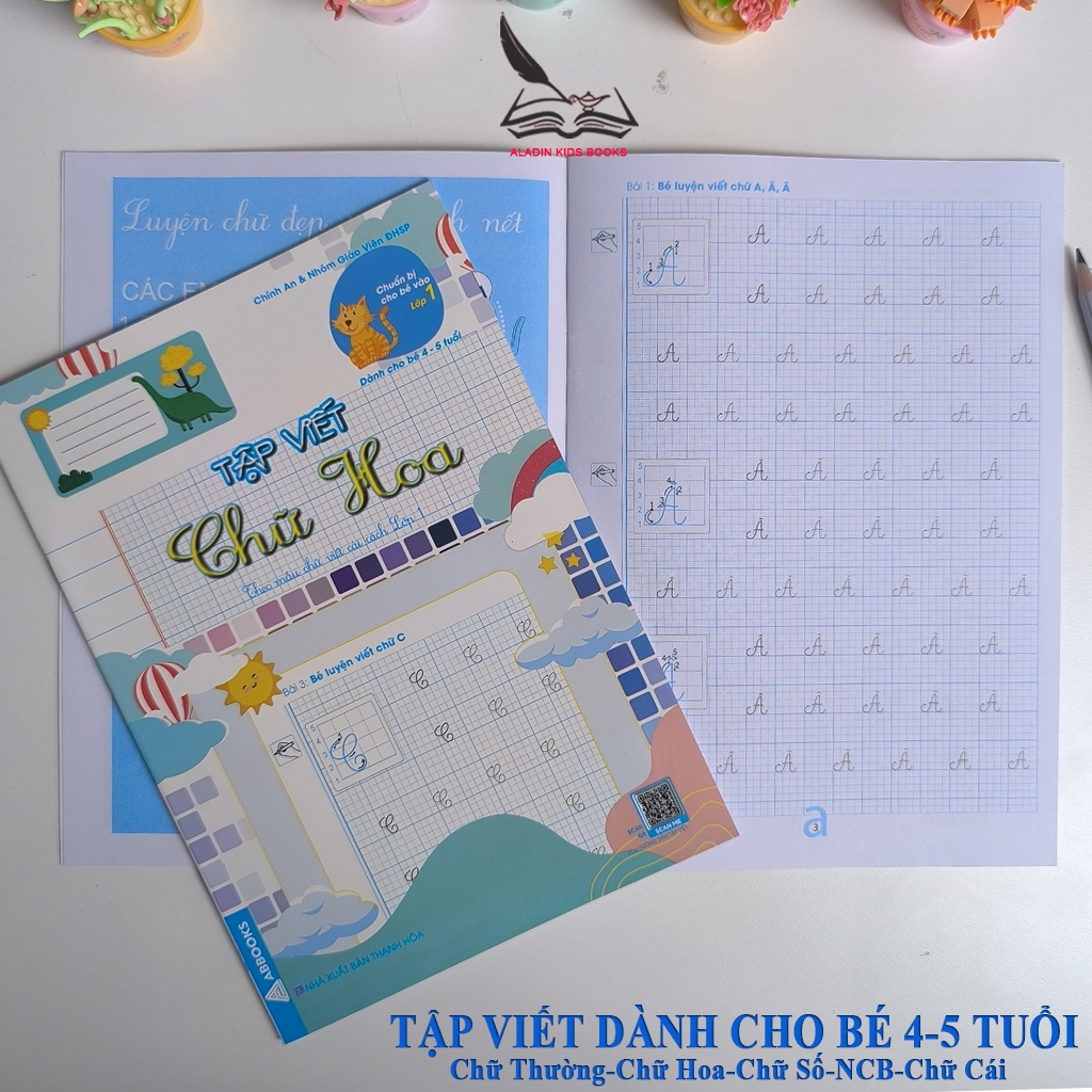 Sách-Tập Viết  Dành Cho Bé 4-5 Tuổi Luyện Chữ Thường Chữ Hoa Chữ Số Và Nét Cơ Bản