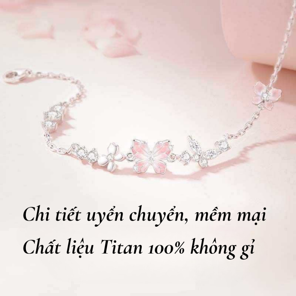 [ HỢP KIM BẠC] Lắc tay nữ hoa 4 lá phong thủy, Vòng tay nữ bạc S925 sang chảnh, quyến rũ imoon058