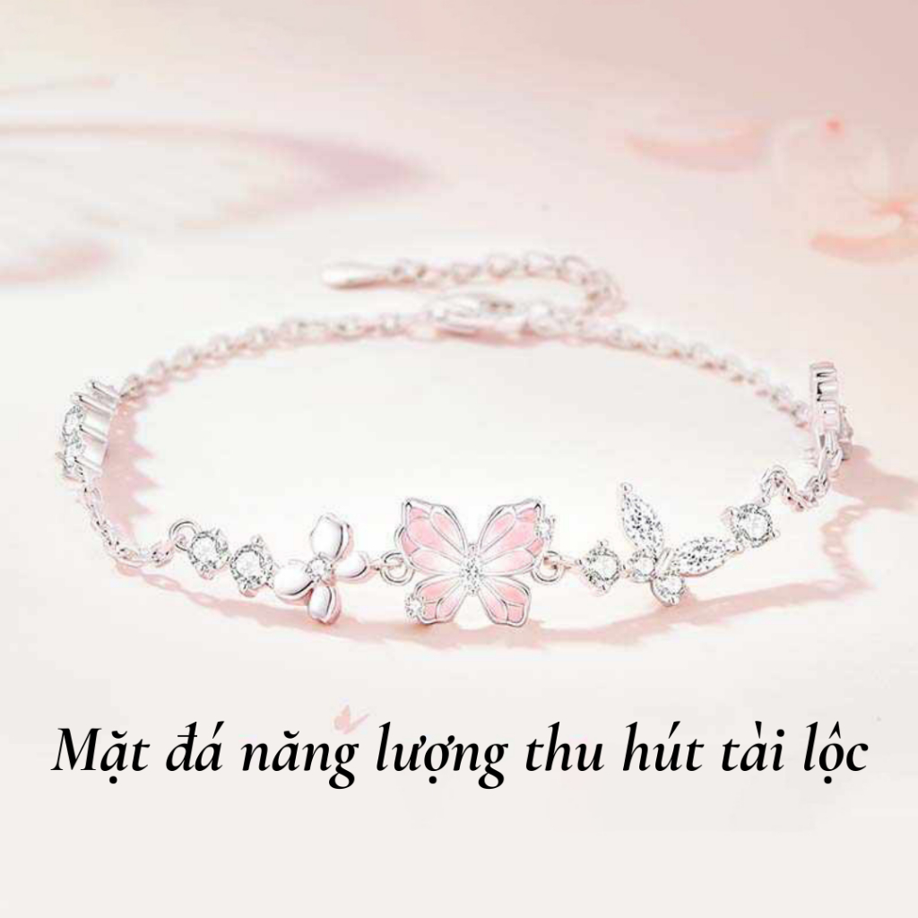 [ HỢP KIM BẠC] Lắc tay nữ hoa 4 lá phong thủy, Vòng tay nữ bạc S925 sang chảnh, quyến rũ imoon058