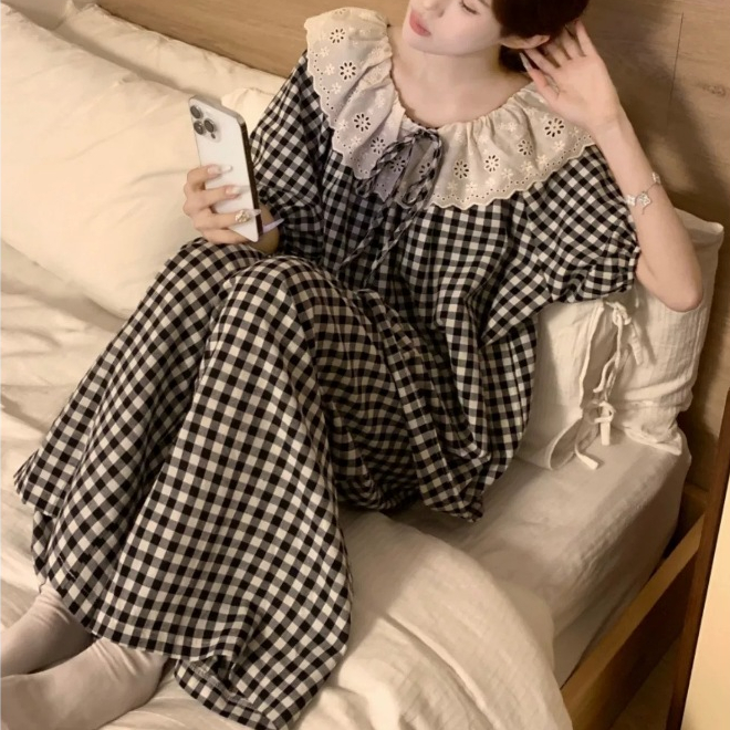 Bộ Đồ Ngủ Nữ Pijama Tay Ngắn Quần Dài Thắt Nơ Dễ Thương BIG SIZE Form Rộng Mặc Nhà Cao Cấp – PONA