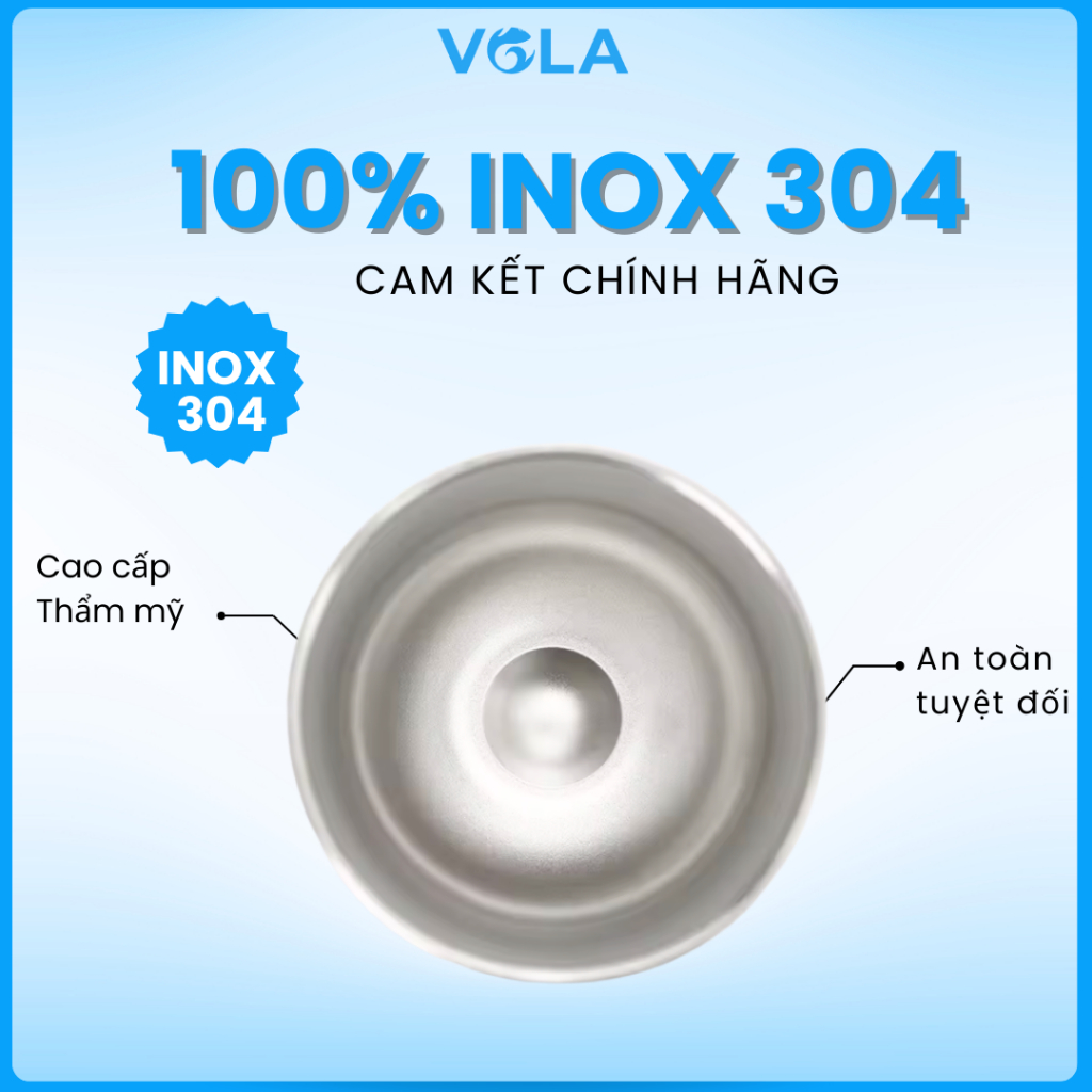 Ly giữ nhiệt VOLA 360ml inox 304, Cốc giữ nhiệt nhỏ gọn tiện dụng, khắc tên miễn phí