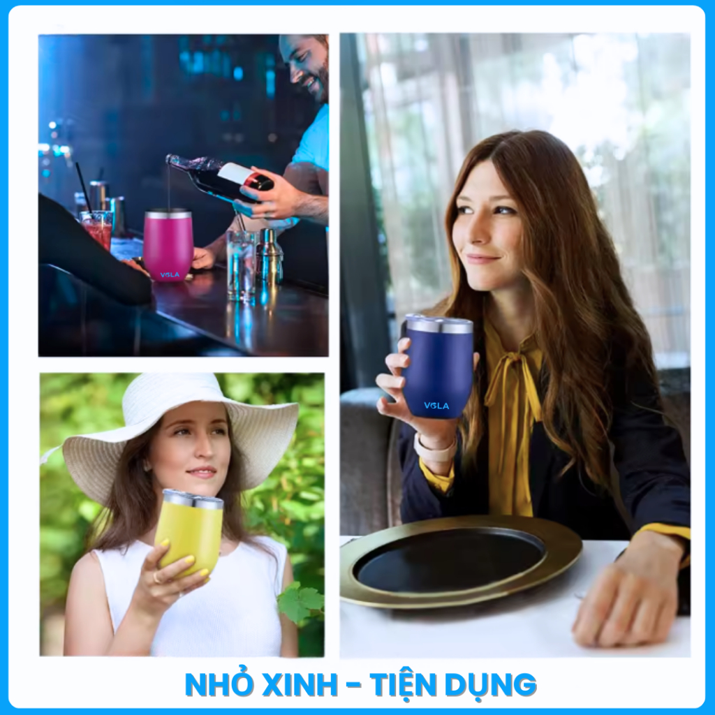 Ly giữ nhiệt VOLA 360ml inox 304, Cốc giữ nhiệt nhỏ gọn tiện dụng, khắc tên miễn phí