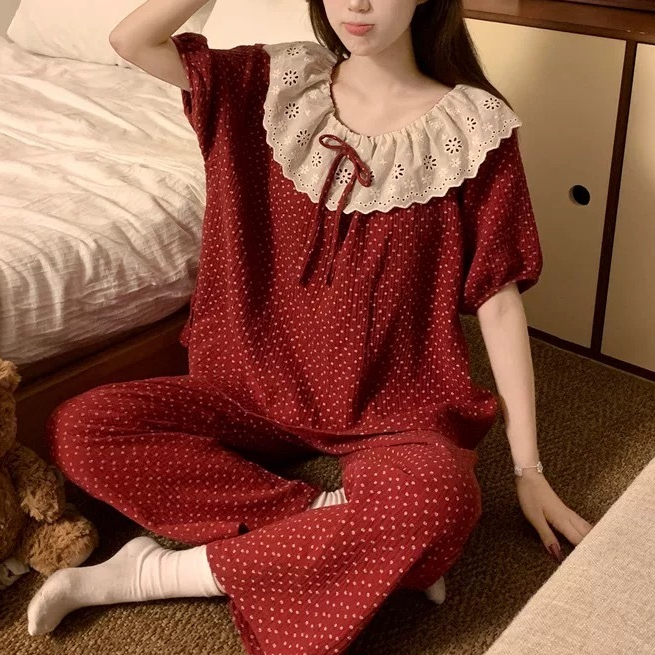 Bộ Đồ Ngủ Nữ Pijama Tay Ngắn Quần Dài Thắt Nơ Dễ Thương BIG SIZE Form Rộng Mặc Nhà Cao Cấp – PONA