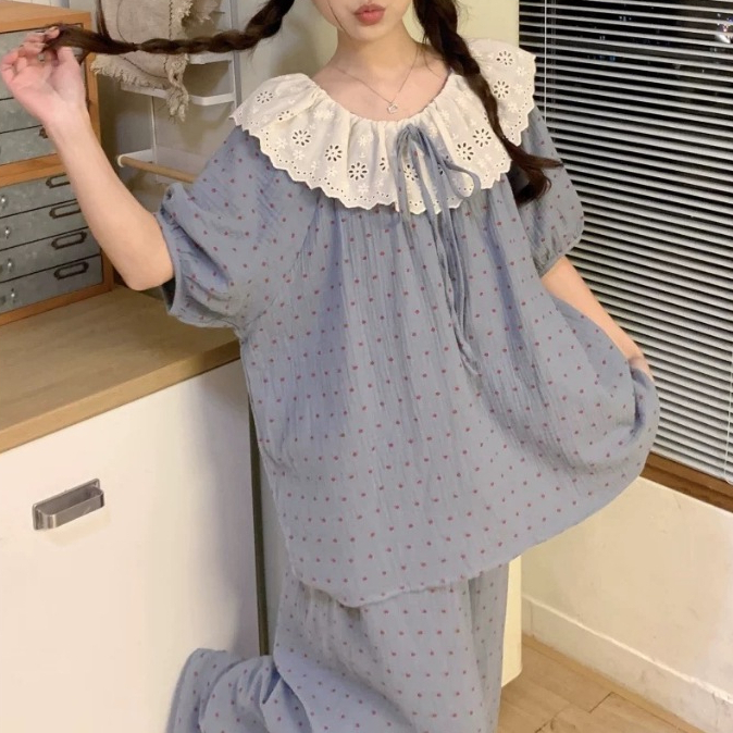 Bộ Đồ Ngủ Nữ Pijama Tay Ngắn Quần Dài Thắt Nơ Dễ Thương BIG SIZE Form Rộng Mặc Nhà Cao Cấp – PONA