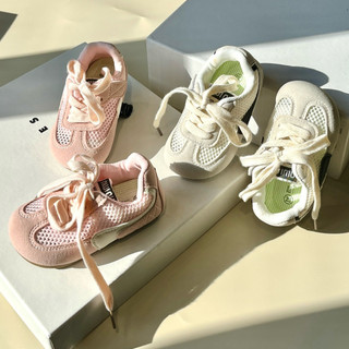 Giày thể thao da lộn phối vải lưới thoáng khí kiểu dáng unisex cho bé trai bé gái từ 1-5 tuổi ( G66 )