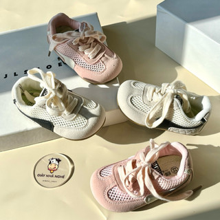 Giày thể thao da lộn phối vải lưới thoáng khí kiểu dáng unisex cho bé trai bé gái từ 1-5 tuổi ( G66 )