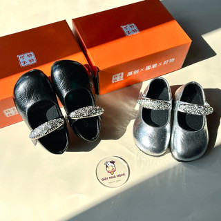 Giày búp bê da bóng nhăn tiểu thư quai đính đá lấp lánh sang chảnh dùng đi tiệc đi chơi cho bé gái từ 1 - 5 tuổi ( G67 )