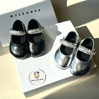 Giày búp bê da bóng nhăn tiểu thư quai đính đá lấp lánh sang chảnh dùng đi tiệc đi chơi cho bé gái từ 1 - 5 tuổi ( G67 )
