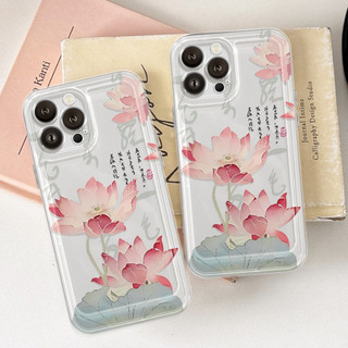 Ốp Lưng iPhone Liên Hoa Viền Thẳng Chống Sốc, Trong Suốt Bảo Vệ Camera - iP 7/8/X/XS/11/12/13/14/15/16/17/Plus/Pro/Max