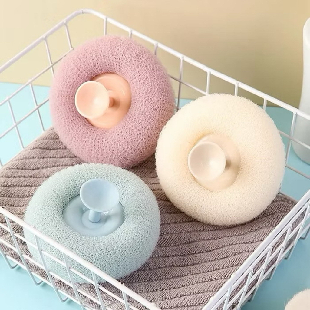 Bông Tắm Tạo Bọt Xơ Mướp 3D, Bông Tắm Tẩy da Chết Sơ Tròn Và Mát Xa Kì Ghét hạn 2028 IS98