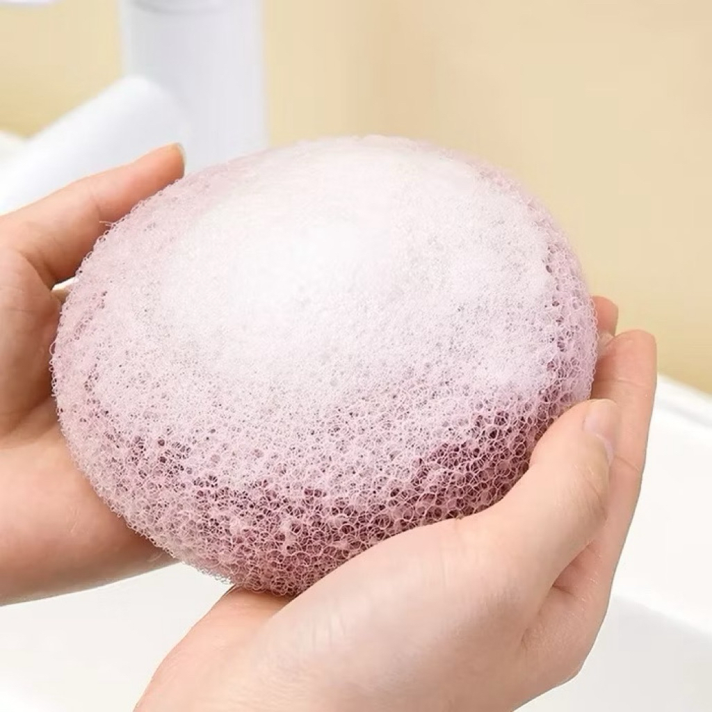 Bông Tắm Tạo Bọt Xơ Mướp 3D, Bông Tắm Tẩy da Chết Sơ Tròn Và Mát Xa Kì Ghét hạn 2028 IS98