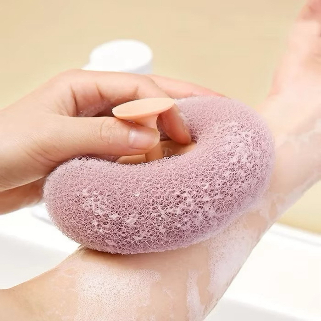 Bông Tắm Tạo Bọt Xơ Mướp 3D, Bông Tắm Tẩy da Chết Sơ Tròn Và Mát Xa Kì Ghét hạn 2028 IS98