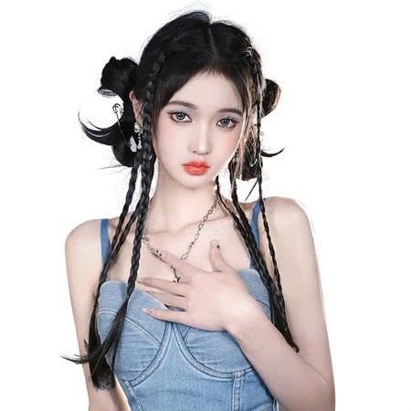 Giá 2 Bên,Tóc Giả Thắt Bím,Tết Tạo Kiểu, Buộc Tóc Giả Tết Light Dễ Thương