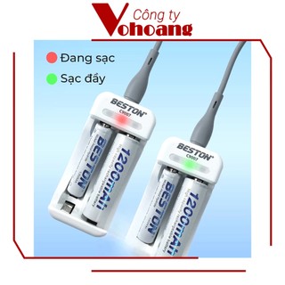 Beston C9007 sạc thông minh pin NiMH kèm pin tiểu AA, pin đũa AAA, nguồn TypeC, đèn LED báo sạc