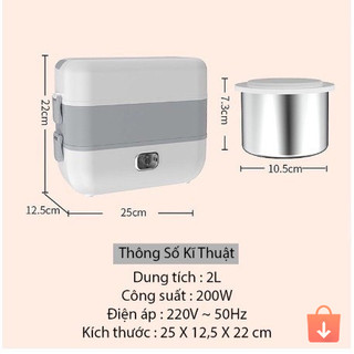Hộp cơm cắm điện 2 tầng 4 bát inox giữ nhiệt hâm nóng và nấu chín tiện lợi nhỏ gọn dễ mang theo